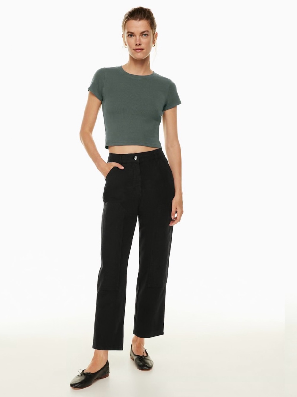 Wilfred Free Brennan Pant High-Rise Cotton Utility Pants Trousers Washed Black 2